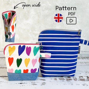 RIVA Bag, Pattern, 2 Sizes + 2 Models, Make up Bag, Video instructions