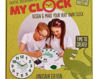 dinosaur clock, clock kit, craft kit, crafts for kids, crafts for children, make your own clock, educational, fun and educational