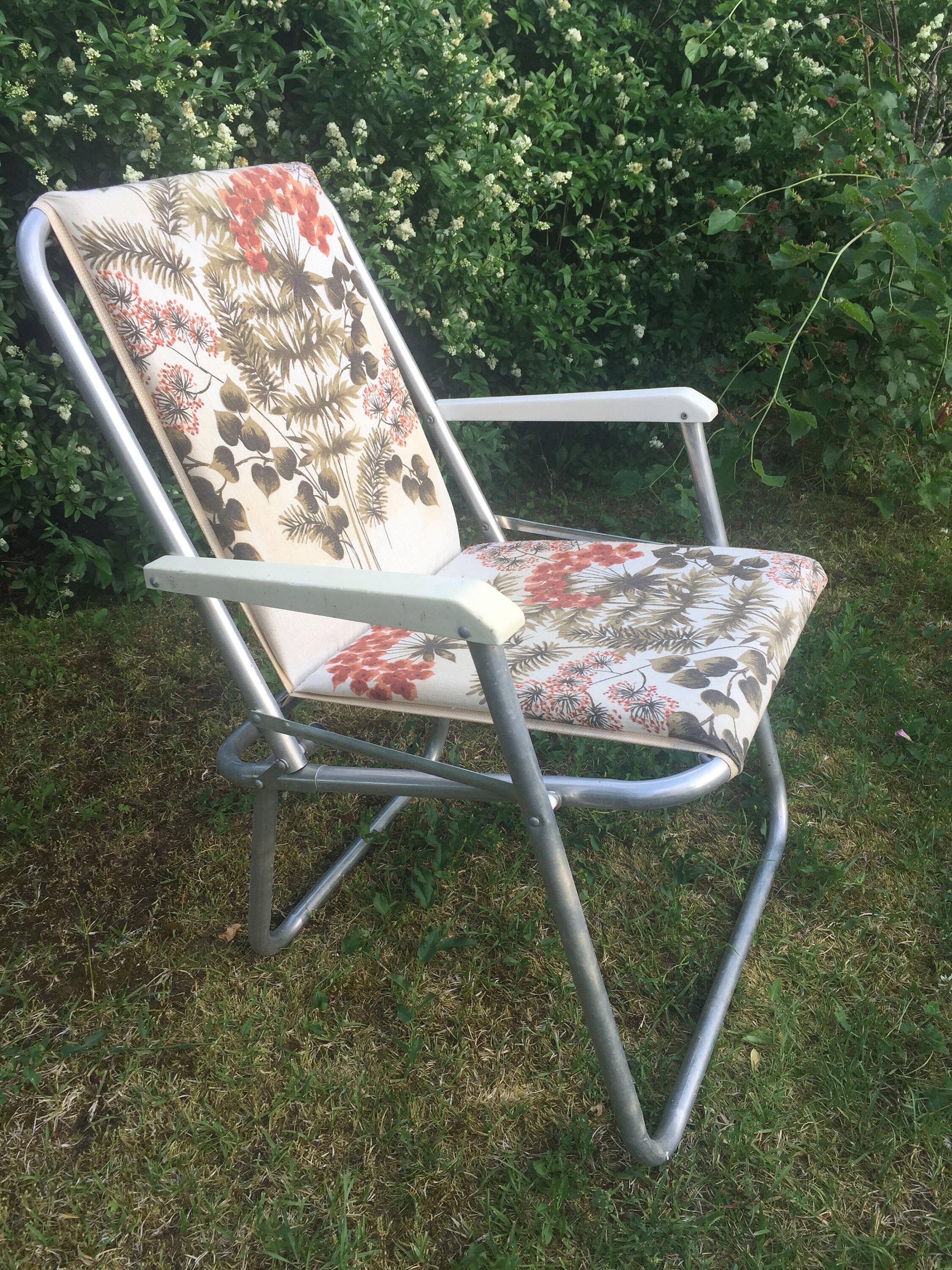 Silla de jardín 50s 60s Rockabilly Alu Silla plegable flores | Etsy