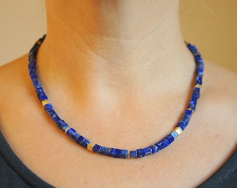 Lapis lazuli cube necklace