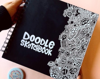 The Doodle Sketchbook 9 x 9 inches, Square Hardcover Spiral Blank Drawing Art Book, Painting and Sketching Scrapbook, Textured 50 sheets