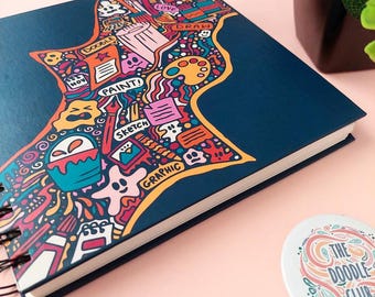 Cuaderno de bocetos Art Burst hecho a mano, para pintura y dibujo, cuaderno de arte cuadrado de tapa dura con espiral, tarjetas en blanco, 50 hojas, 100 páginas.