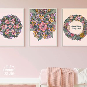 Floral Digital Wall Art, Colorful Abstract Botanical Print, Maximalist Flower Illustration, Bedroom or Living Room Vibrant Printable Artwork
