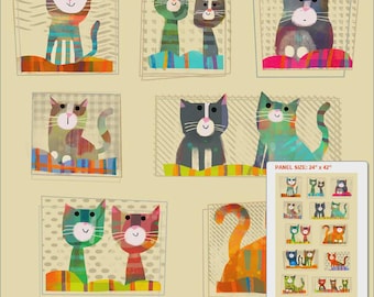 Zestaw do szycia kołdry FUR EVER FRIENDS, Take Me Home (Panel z motywem kotów w kolorze kremowym)