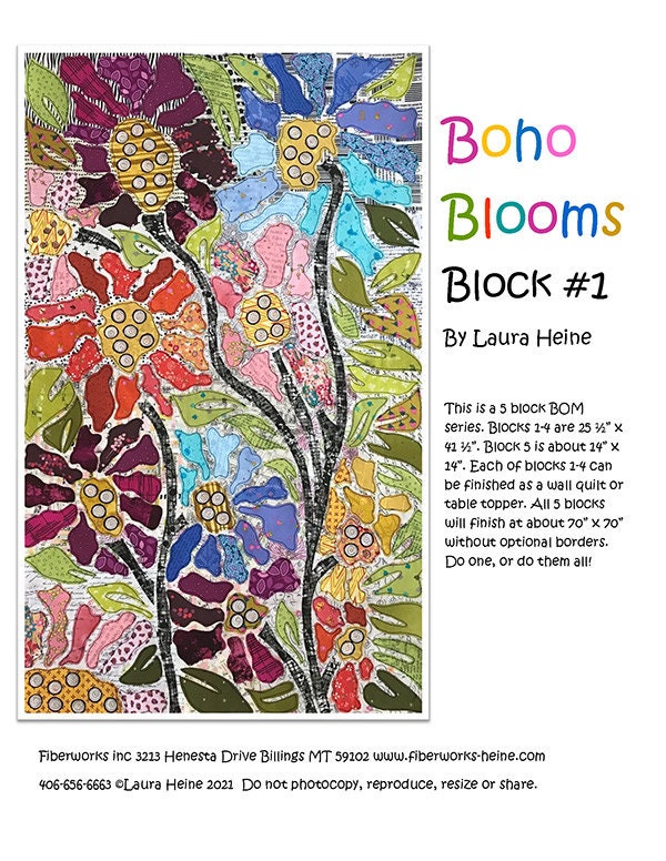 Laura Heine BOHO Blooms Collage Pattern Block of the Month Series - Etsy
