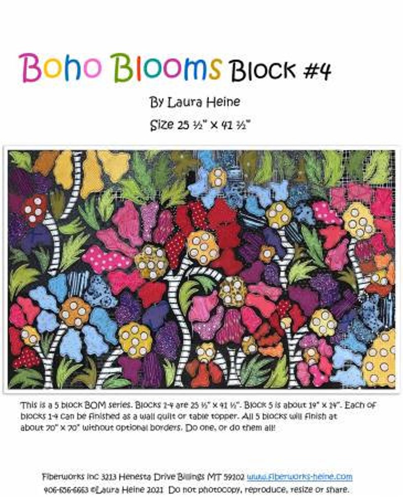 Laura Heine BOHO Blooms Collage Pattern Block of the Month Series - Etsy