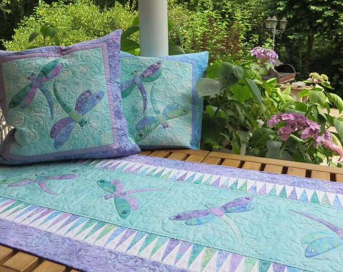 DANCING DRAGONFLIES Becolourful Table Runner + Pillows Quilt Kit by ...
