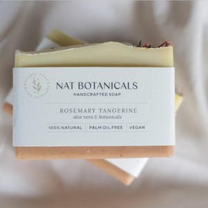 Rosemary Tangerine Natural Soap with Aloe Vera and Pure Essential Oils | Artisan Cold Process Soap | Palm-Oil Free + Vegan