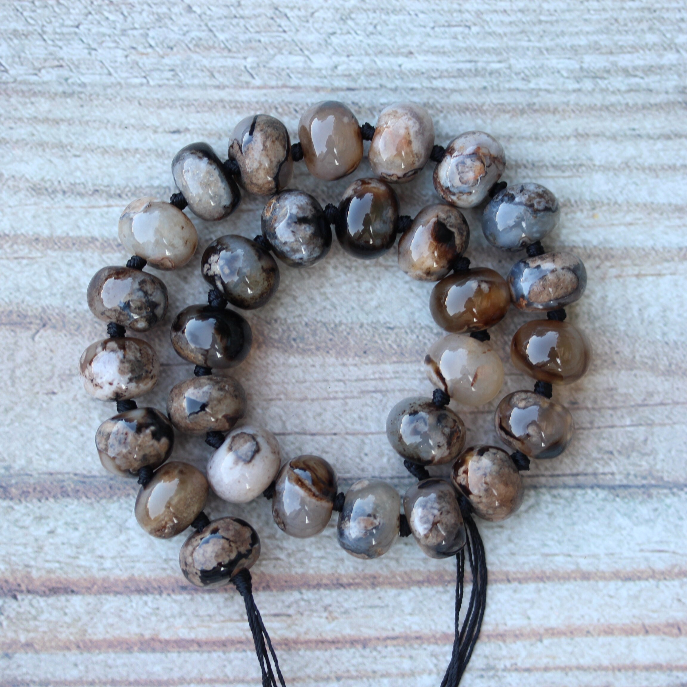 16/18mm Natural black Flower agate round beads Smooth Black Etsy