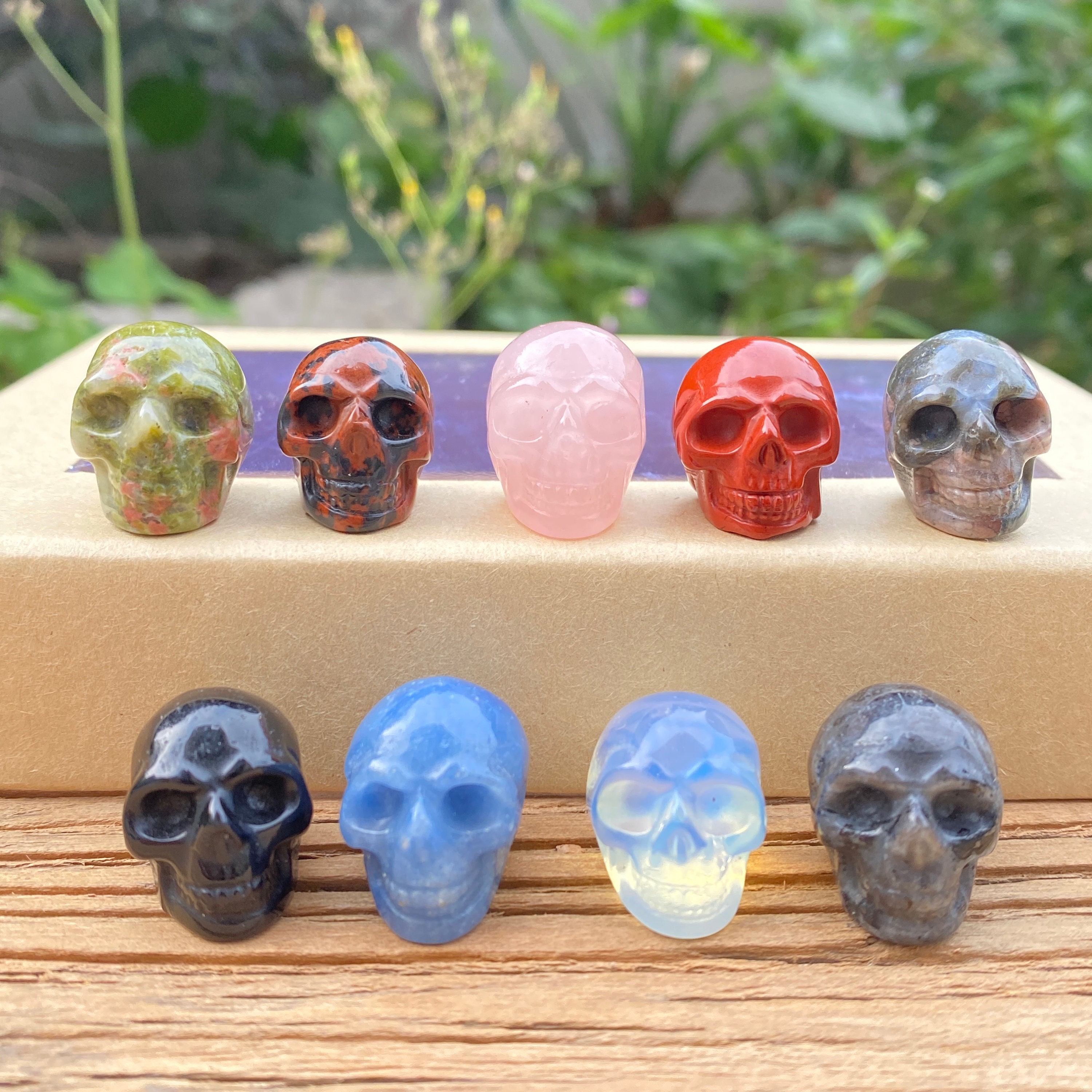 Crystal Skull, Crystal Skulls, Gemstone, Rose Quartz, Amethyst, Tiger Eye,  Pocket Stone 
