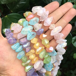 Rainbow Color Quartz Rough Crystal Nugget Beads,Irregular Rough Nuggets Beads,Matte Quartz beads,Stone Loose Beads.