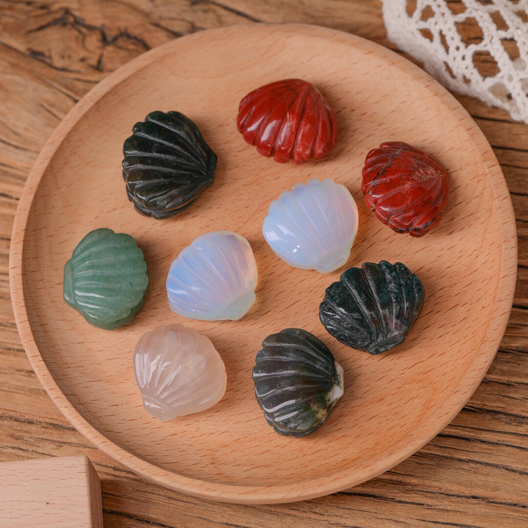 Crystal Clams Scallops Carvingred Jasper India Etsy