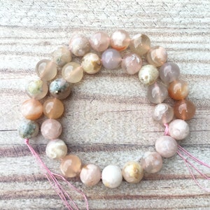14mm Natural Sukura Agate Round Beads, Flower Agate, Pink agate Bracelet, Healing Bracelet,Cherry agate Energy chakra jewelry beads.