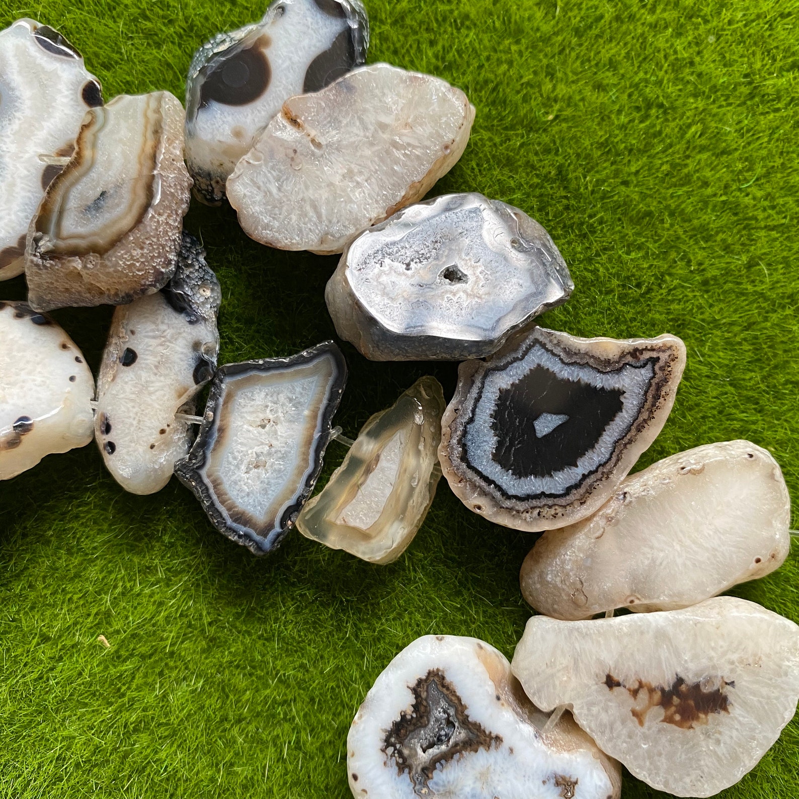 Black and White Agate Freeform Flat Slabraw Agate Slice Etsy