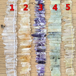 Natural Amethyst Citrine Crystal Slice Beads Bulk,Top Drilled Points Pendants Jewelry,Graduated Gemstone Stick Beads Charm Necklace Supplies