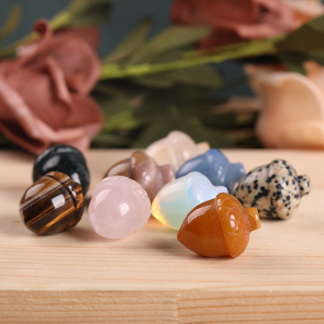 1 Inch Crystal Acorn , Pocket Filbert ,small Crystal Acorn ,hand Carved