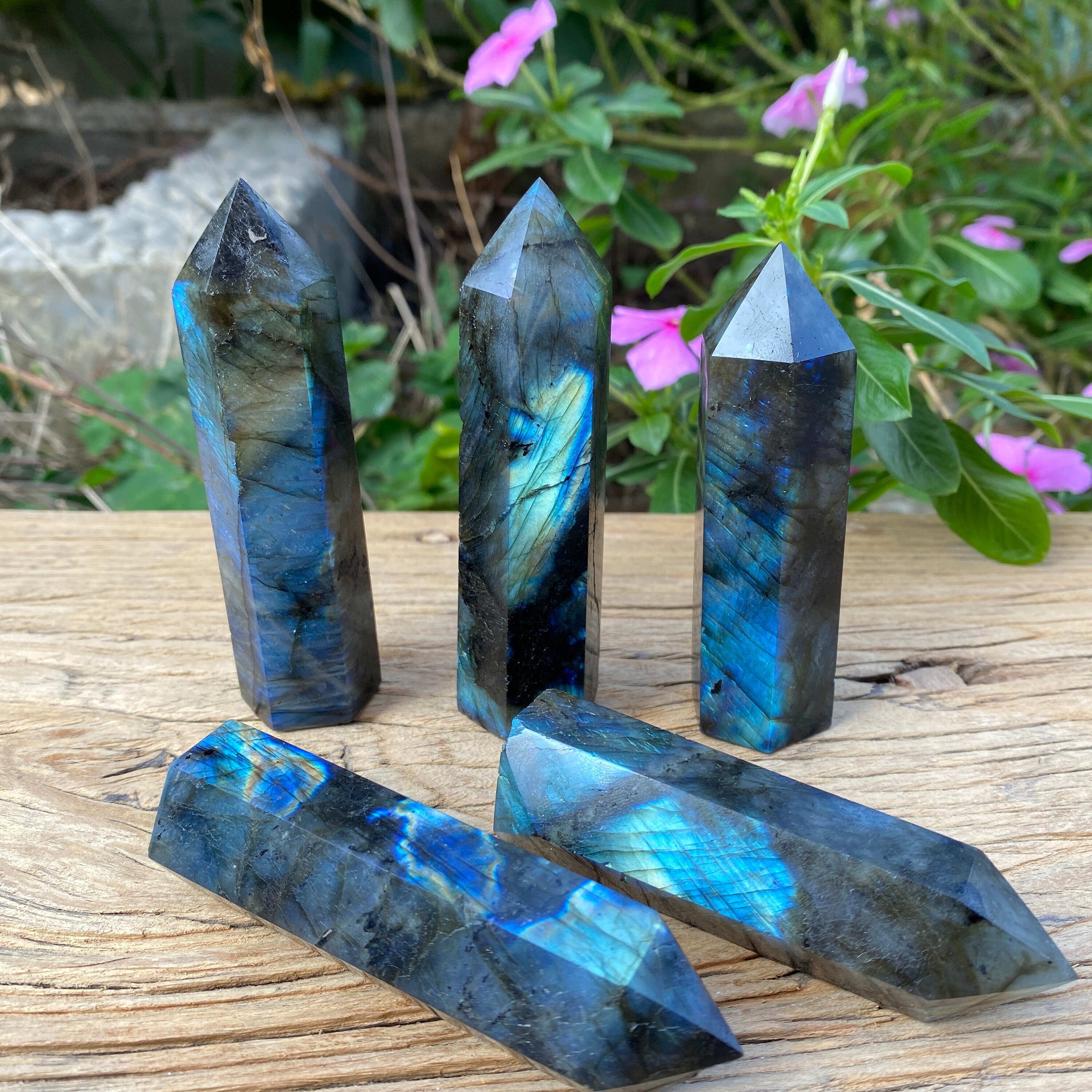 Rainbow Labradorite Healing Chakra Hexagonal Point Crystal Etsy