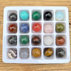 20 Pieces Mixed Mini Crystal Ball, Gemstone Sphere,Polished Crystal Marble,Small Stone Sphere,Meditation Stone Ball, Healing Crystal Sphere.