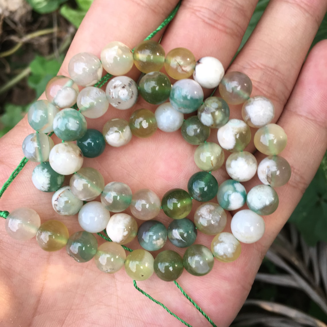 8mm Green Flower Agate Beads Round Flower Agate - Etsy