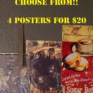 Un-Official Handmade Fallout 4 - Posters - Over 50 to Choose From!!!