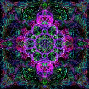 Psy 背景「生命の花」紫 UV ブラックライト アクティブ サイケデリック タペストリー 瞑想 神聖幾何学 装飾 トランス パーティー フェスティバル