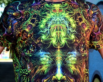 Psy T-Shirt blacklight UV active full print Consciousness of the Universe festival party clothes trance rave goa trippy men women unisex