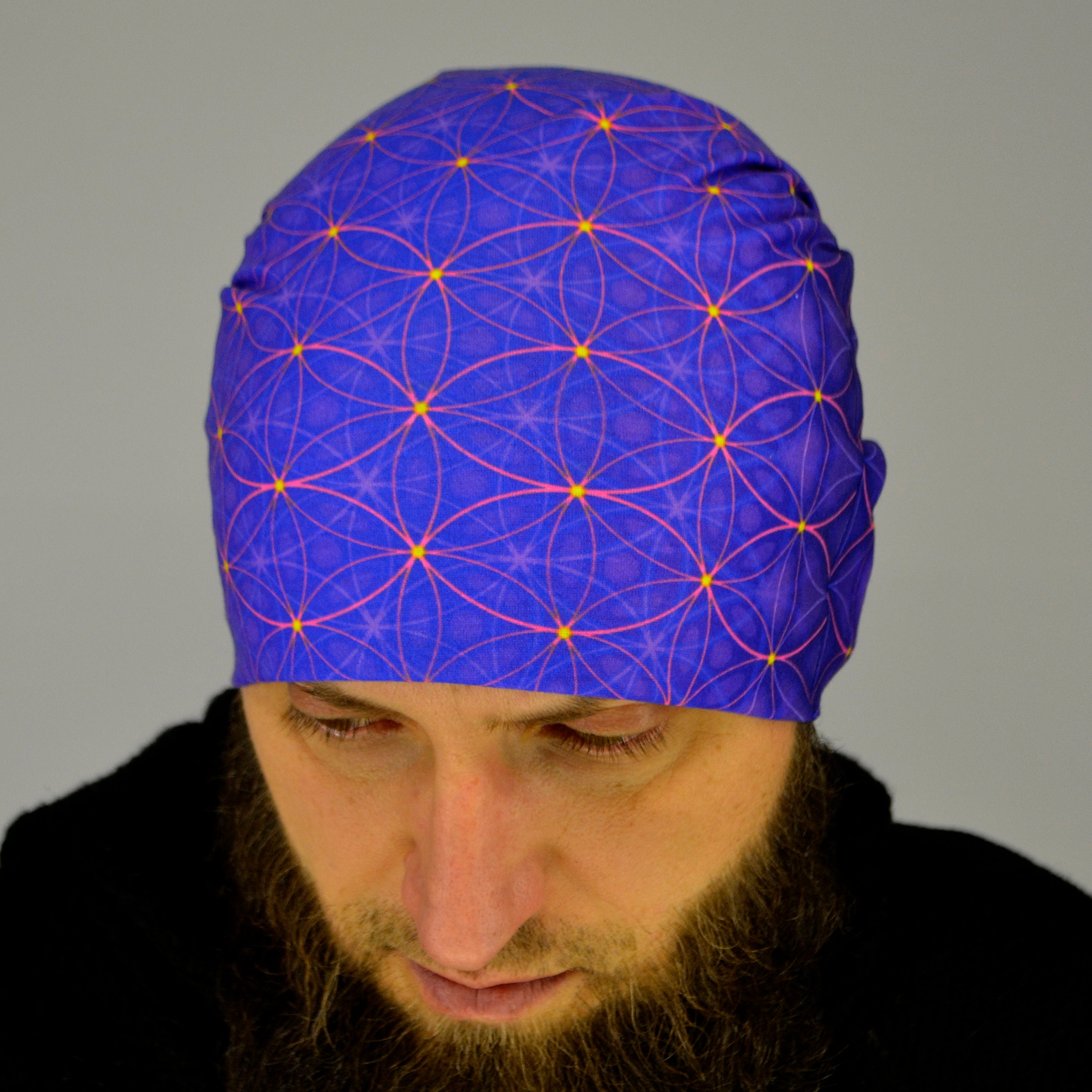 Wind Rave 17 Sacred Geometry Neck Gaiter Blacklight UV Purple Active Face Mask Rave ...