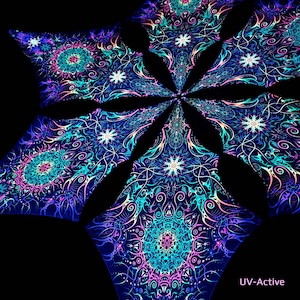 Canopy de luz ultravioleta negra: Decoración psicodélica de trance - Estrella 12 - Decoración de techo de licra - Decoración - Brillo psicodélico