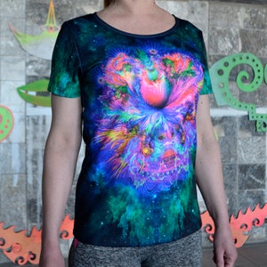 Psy T-Shirt blacklight UV active full print Flower psychedelic festival party clothes acid color trance rave goa trippy unisex men women