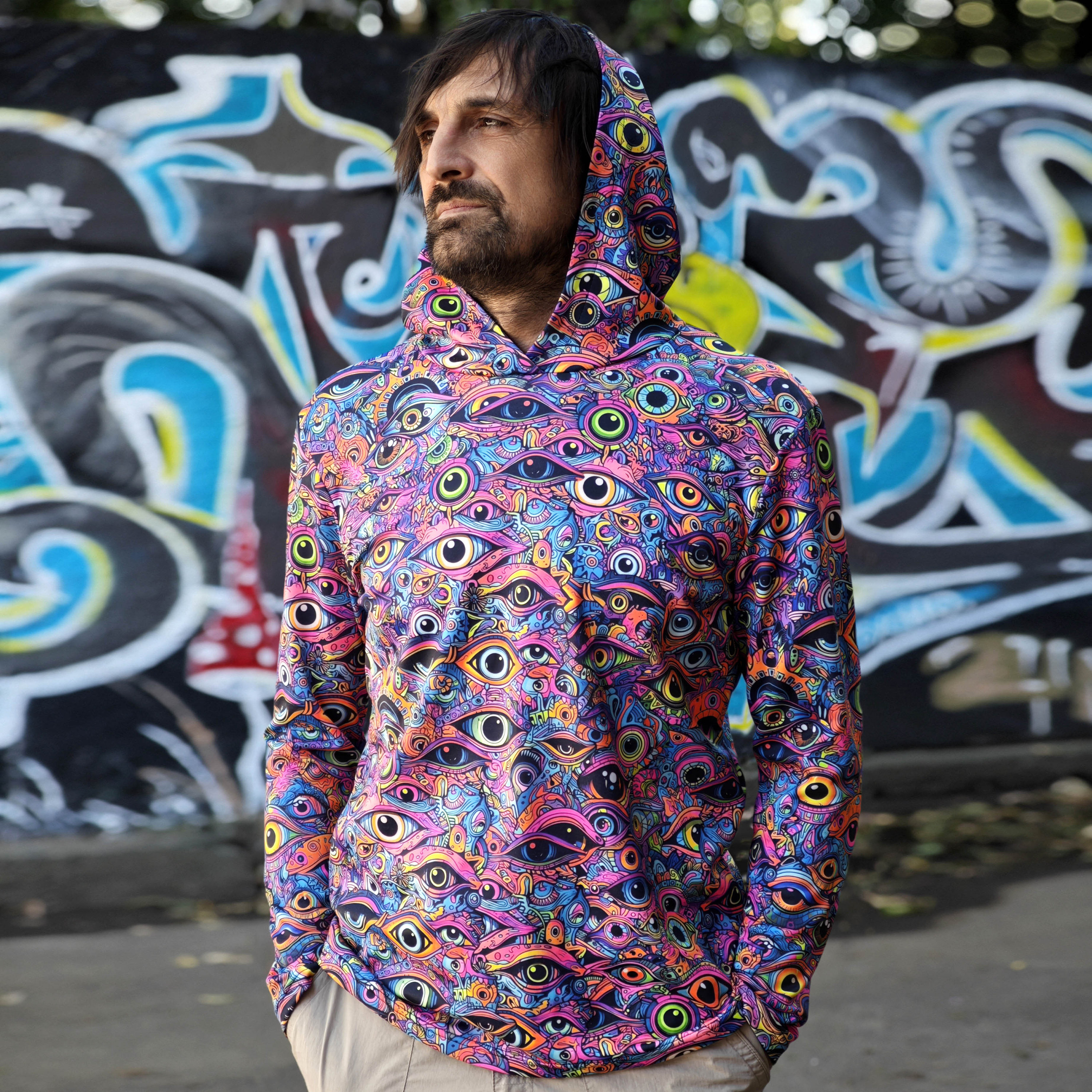 UV Reactive Psy Hoodie : All Eyes on Me Blacklight T-shirt