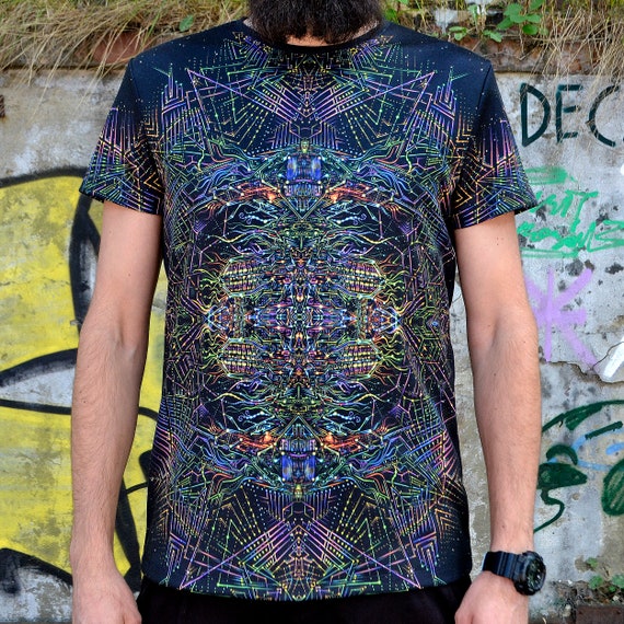 Psy T-shirt Blacklight UV Active Full Print Space Engine