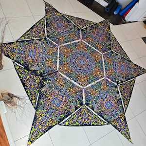 Canopy blacklight UV active Kaleidoscope - Ceiling deco lycra Psytrance party festival psychedelic decor trippy room sacred geometry fractal