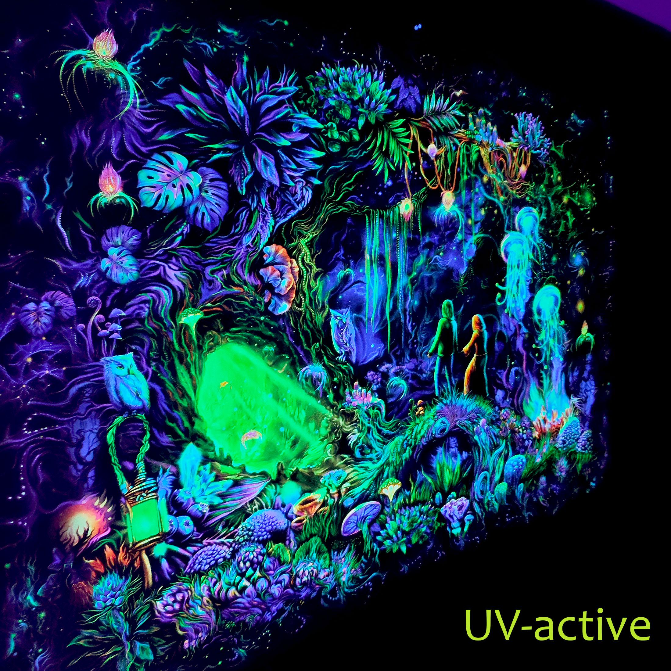 UV Blacklight - Psy Backdrop : Wizard Forest - Trance Party Decor