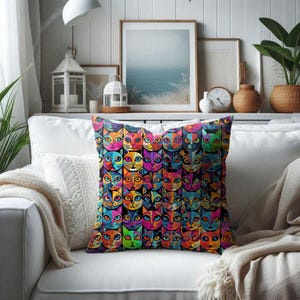 Kissenhülle All we need is cats UV Schwarzlicht aktiv Plüsch Satin personalisierte Geschenk für Verliebte Kissenbezug psychedelic trippy Raumdekor