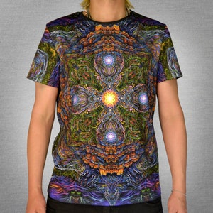 Psy T-Shirt longsleeve hood blacklight UV active Key of Shambhala fractal sacred geometry psychedelic festival party clothes rave men women