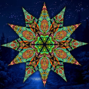 Canopy blacklight UV active Blossom mandala ceiling decor lycra psytrance party festival holi decoration trippy room magic fractal