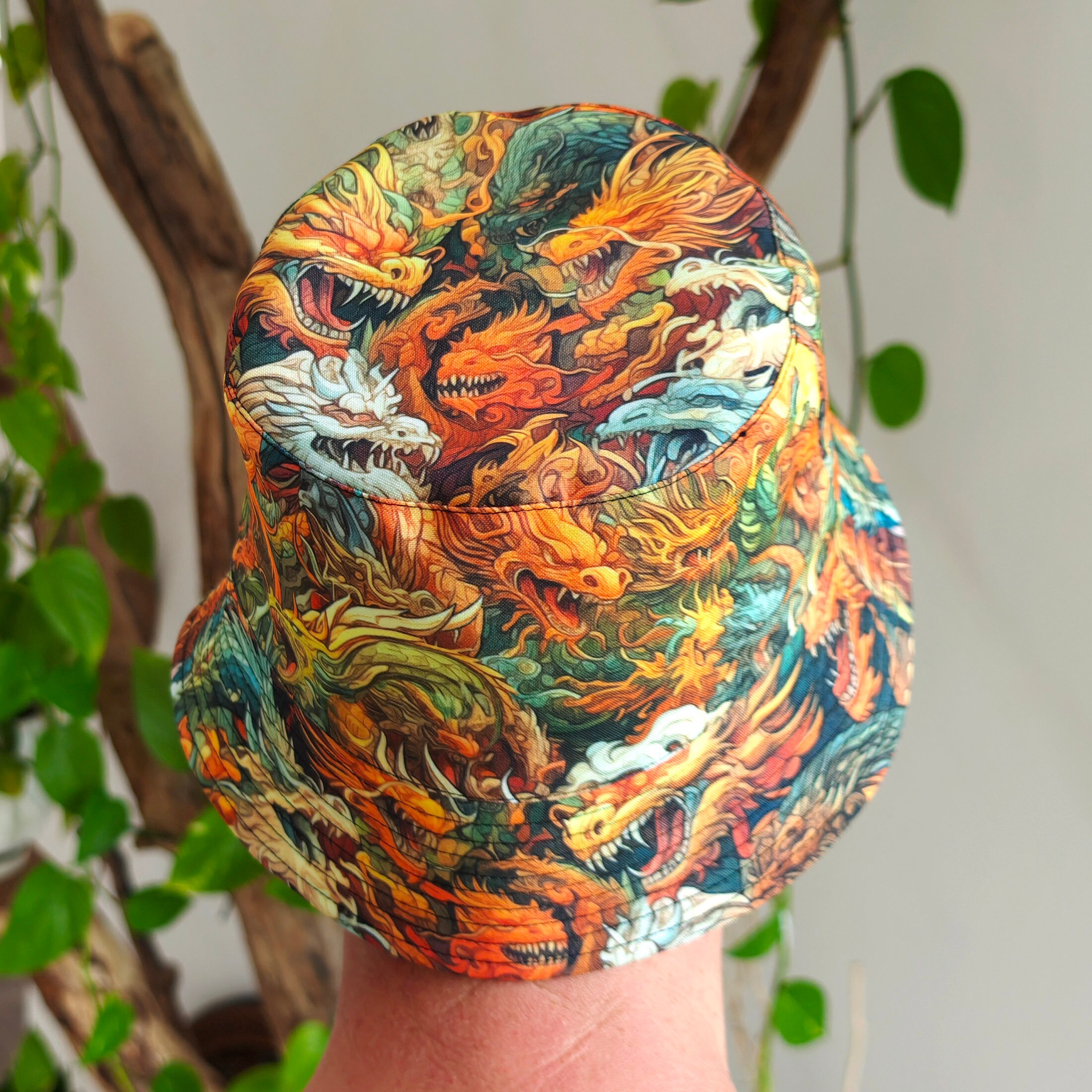 UV Active Bucket Hat : Asian Dragons - Psychedelic Panama - Blacklight ...