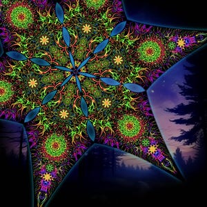 Canopy blacklight UV active Entering a Trance ceiling decor lycra psytrance party festival psychedelic decoration trippy room