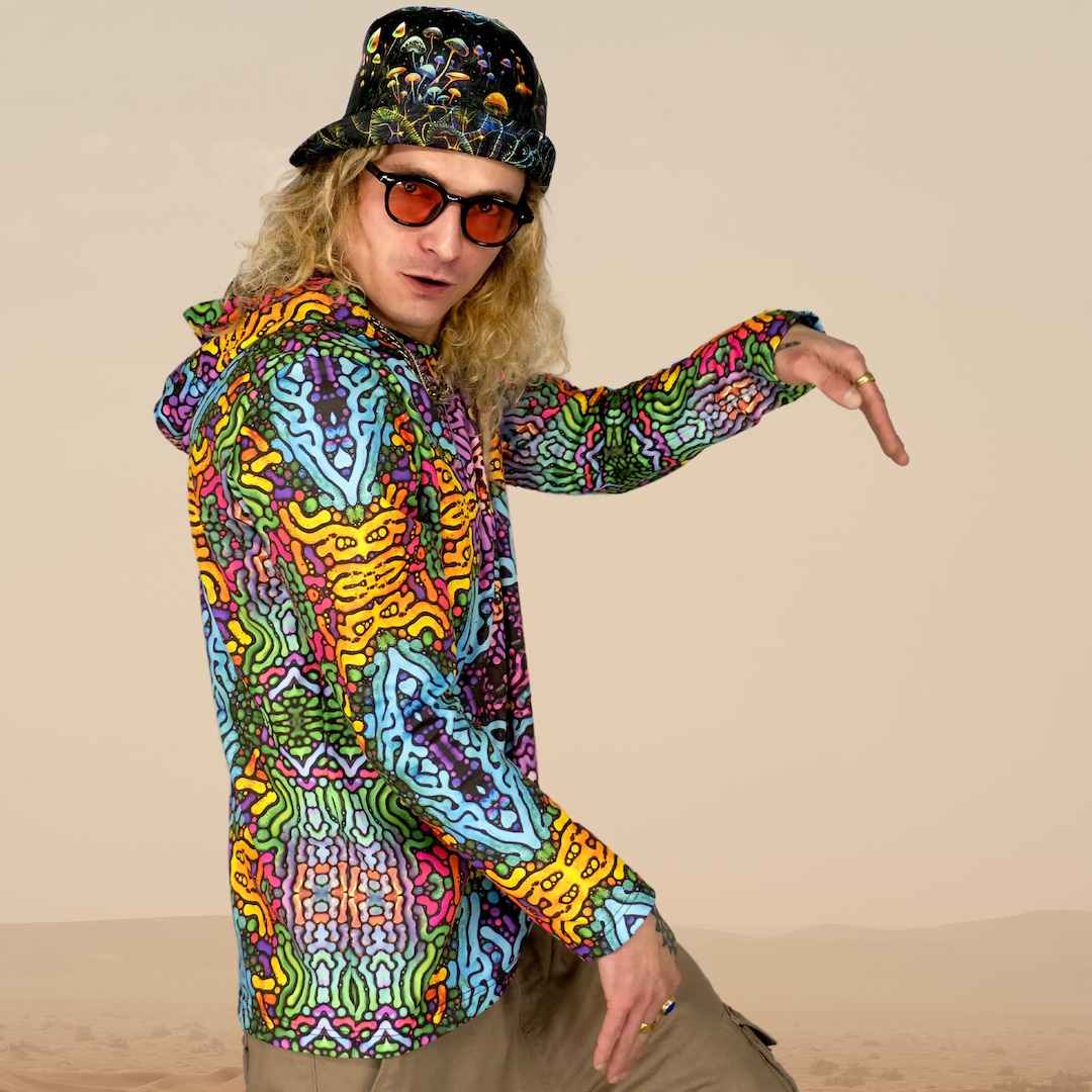 Psy Long-sleeve Shirt Blacklight UV Rective : Psychedelic Worms