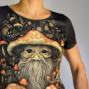 Psy T-Shirt blacklight UV active full print Old mushroom psychedelic festival party clothes, trance rave goa trippy unisex men women