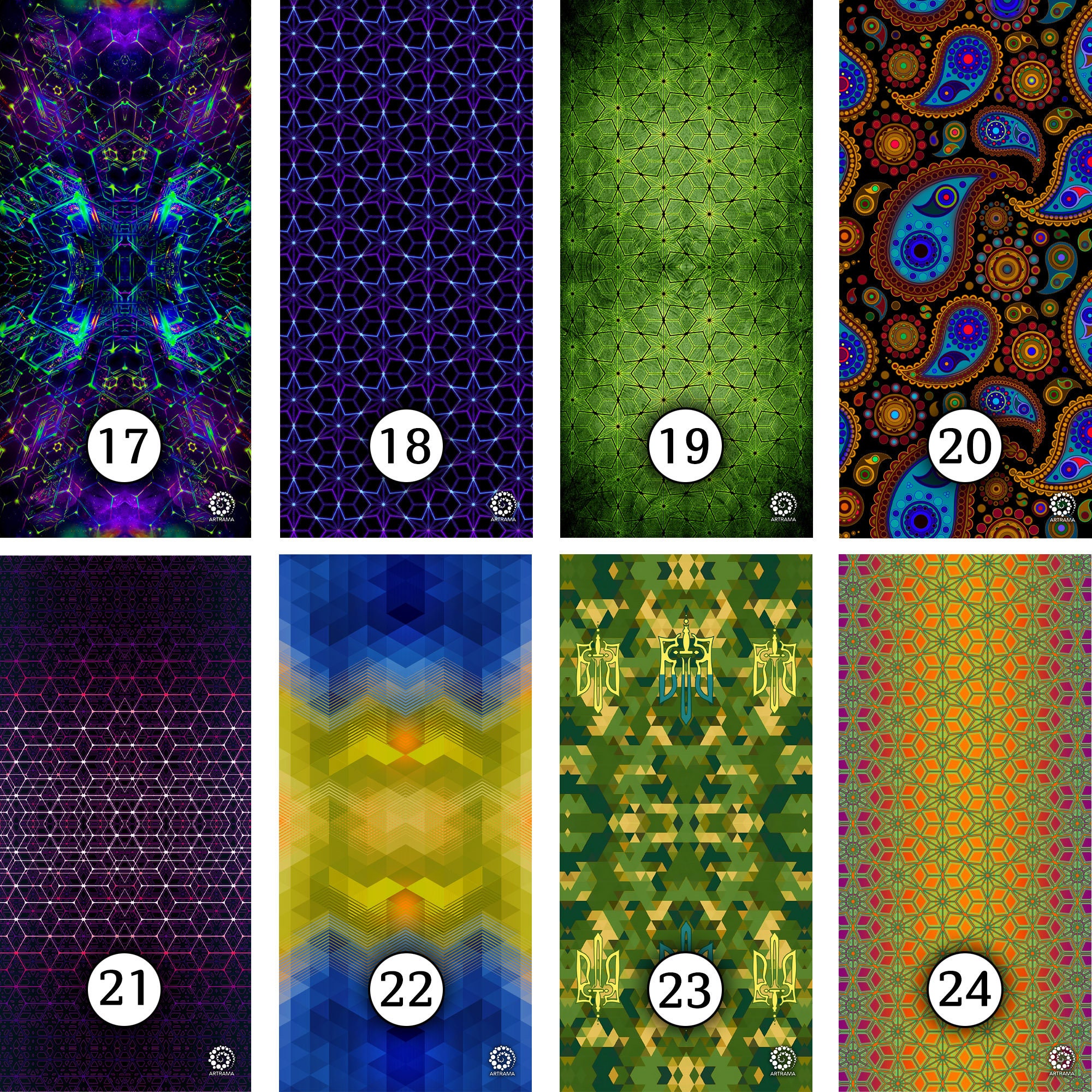 Wind Rave 17 Sacred Geometry Neck Gaiter Blacklight UV Purple Active Face Mask Rave ...