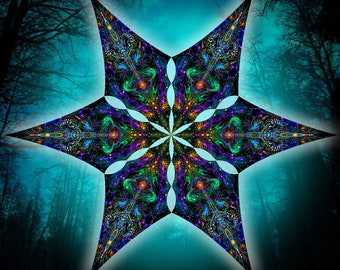 Canopy blacklight UV active Trishula ceiling decor lycra psytrance party festival psychedelic decoration trippy room