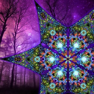 Canopy blacklight UV active Lotus ceiling decor lycra psytrance party festival psychedelic decoration trippy room