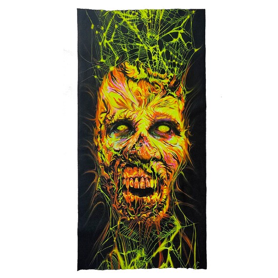 Halloween Zombie Scary Mask UV Active Blacklight Horror Neck