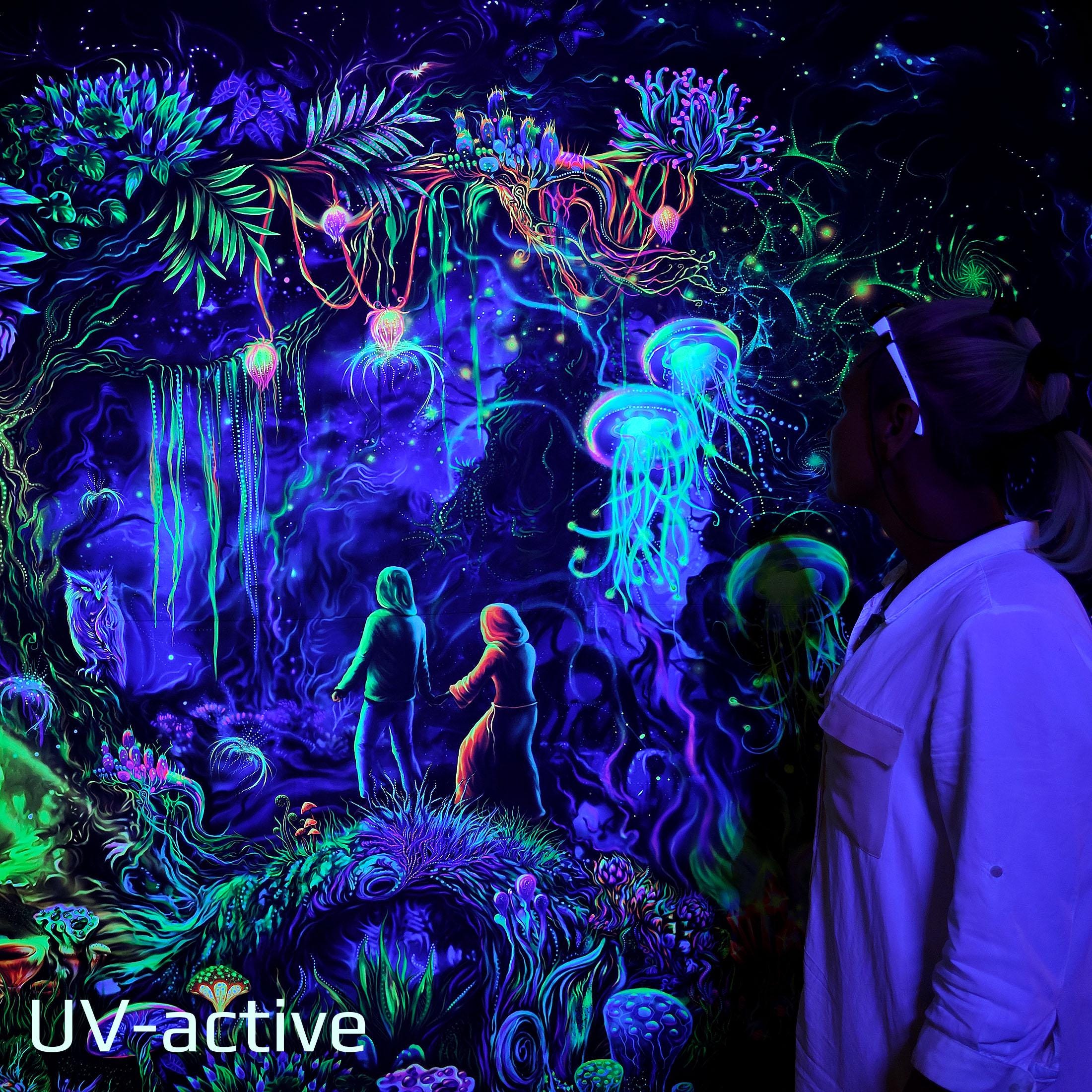 UV Blacklight - Psy Backdrop : Wizard Forest - Trance Party Decor