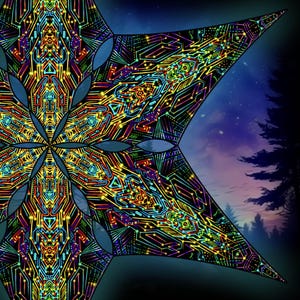 Canopy blacklight UV active Space Station ceiling decor lycra psytrance party festival psychedelic decoration trippy room fractal decor
