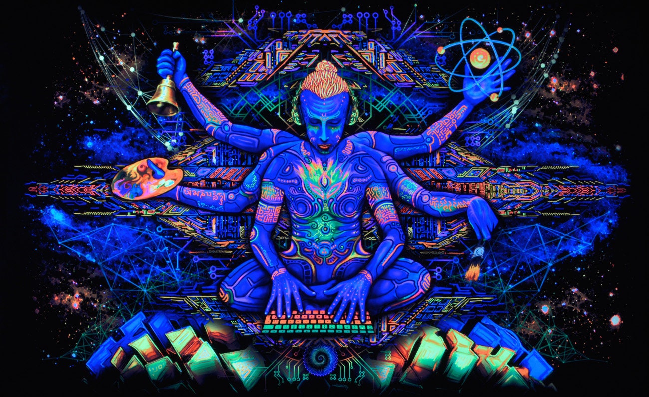 UV Backdrop: Shiva - Blacklight Fluorescent Psychedelic Sacred