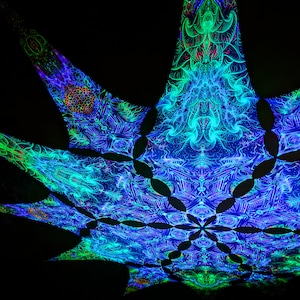 Canopy blacklight UV active Universe Mind ceiling decor lycra psytrance party festival psychedelic decoration trippy sacred geometry fractal