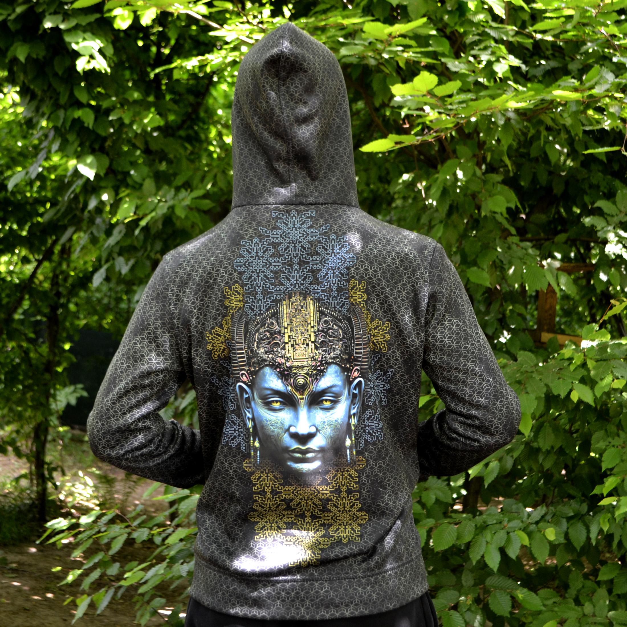 Zip-up Sweater Buddha Freedom - Psy Hoodie Blacklight UV Active