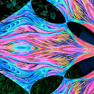 Canopy blacklight UV active Woman Power ceiling decor lycra psytrance party festival psychedelic decoration trippy room